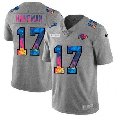 Kansas City Chiefs 17 Mecole Hardman Men Nike Multi Color 2020 NFL Crucial Catch NFL Jersey Greyheather