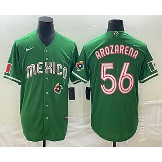 Men's Mexico Baseball #56 Randy Arozarena 2023 Green World Classic Stitched Jerseys