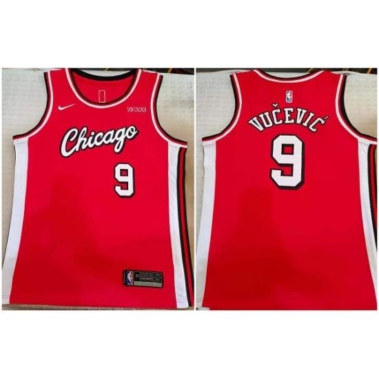 Men Chicago Bulls 9 Nikola Vucevic Red Stitched Basketball Jersey