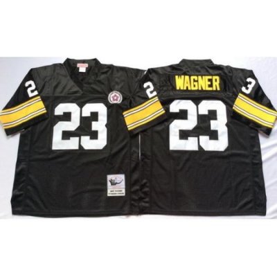 Men Pittsburgh Steelers 23 Mike Wagner Black M&N Throwback Jersey