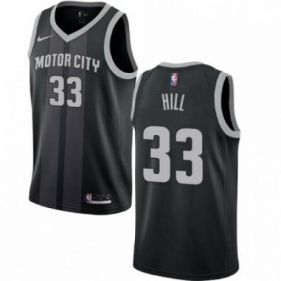 Mens Nike Detroit Pistons 33 Grant Hill Swingman Black NBA Jersey City Edition