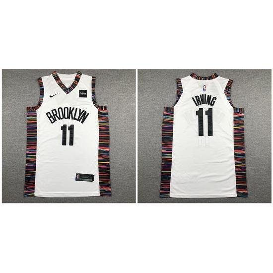 Nets 11 Kyrie Irving White City Edition Nike Authentic Jersey