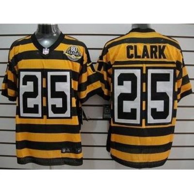 Nike Pittsburgh Steelers 25 Ryan Clark YelloW Black 80th ThroWback NFL Jersey