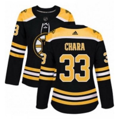 Womens Adidas Boston Bruins 33 Zdeno Chara Authentic Black Home NHL Jersey