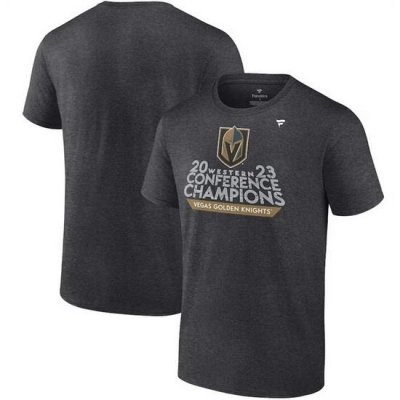 Men Vegas Golden Knights Heather Charcoal 2023 Western Conference Champions Locker Room T Shirt