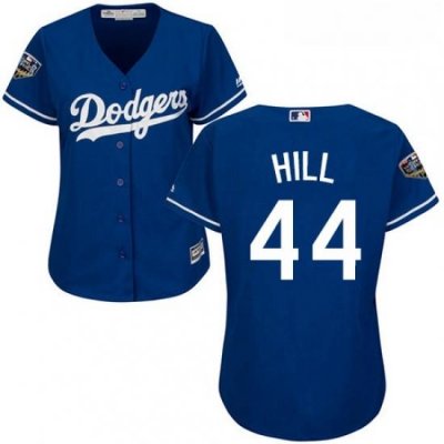 Womens Majestic Los Angeles Dodgers 44 Rich Hill Authentic Royal Blue Alternate Cool Base 2018 World Series MLB Jersey