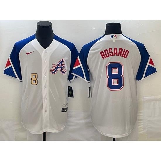 Men's Atlanta Braves #8 Eddie Rosario Number White 2023 City Connect Cool Base Stitched Jerseys