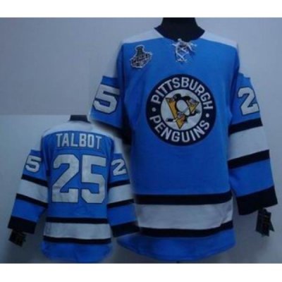 RBK hockey jerseys,Pittsburgh Penguins #25 TALBOT BLUE STANLEY CUP jerseys