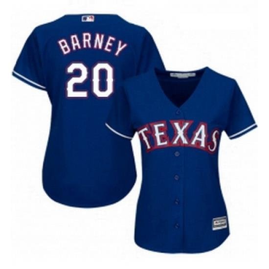 Womens Majestic Texas Rangers 20 Darwin Barney Replica Royal Blue Alternate 2 Cool Base MLB Jersey