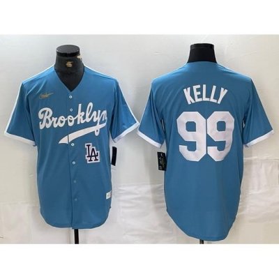 Men Los Angeles Dodgers 99 Joe Kelly Light Blue ThroWback Cool Base Stitched Baseball Jerseys