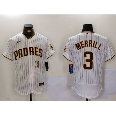 Men San Diego Padres 3 Jackson Merrill white Cool Base Stitched Baseball Jersey 013