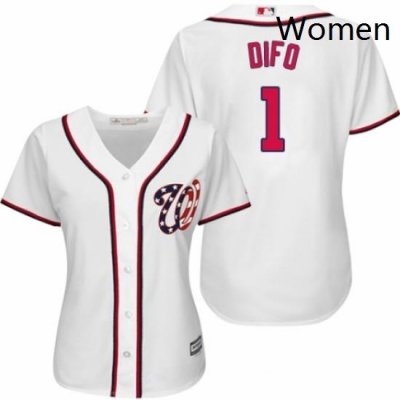 Womens Majestic Washington Nationals 1 Wilmer Difo Replica White Home Cool Base MLB Jersey