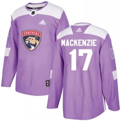 Mens Adidas Florida Panthers 17 Derek MacKenzie Authentic Purple Fights Cancer Practice NHL Jersey