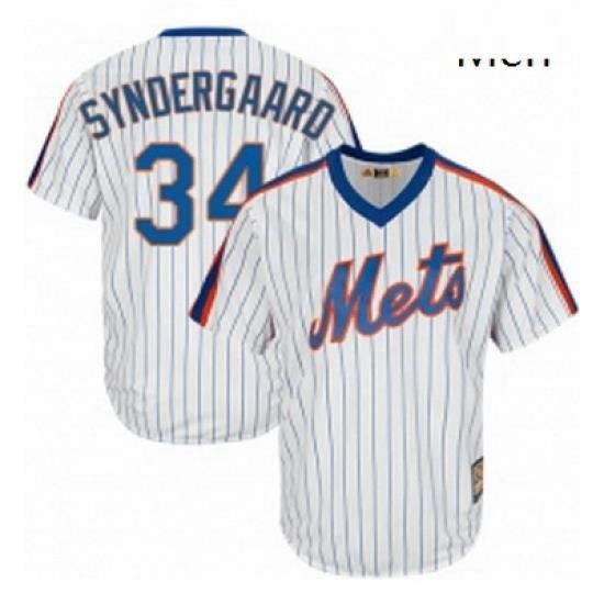 Mens Majestic New York Mets 34 Noah Syndergaard Replica White Cooperstown MLB Jersey