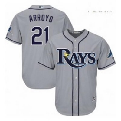 Youth Majestic Tampa Bay Rays 21 Christian Arroyo Replica Grey Road Cool Base MLB Jersey