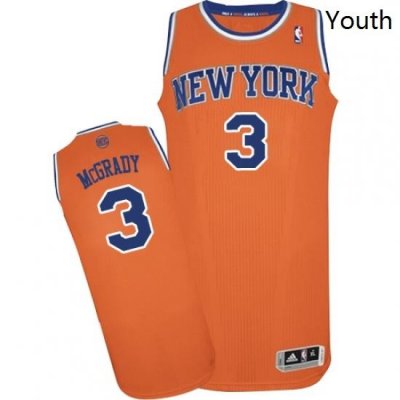 Youth Adidas New York Knicks 3 Tracy McGrady Authentic Orange Alternate NBA Jersey