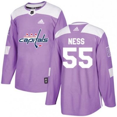 Mens Adidas Washington Capitals 55 Aaron Ness Authentic Purple Fights Cancer Practice NHL Jersey