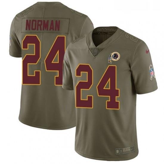 Youth Nike Washington Redskins 24 Josh Norman Limited Olive 2017 Salute to Service NFL Jersey