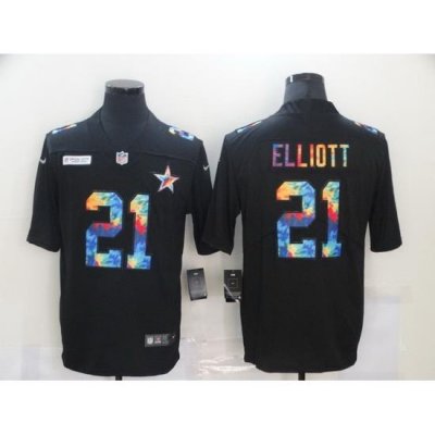 Nike Dallas Cowboys 21 Ezekiel Elliott Black Vapor Untouchable Rainbow Limited Jersey