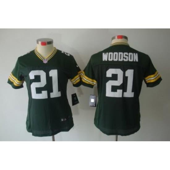 Nike Women Green Bay Packers #21 Woodson Green Color[NIKE LIMITED Jersey]