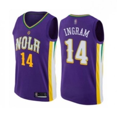 Mens New Orleans Pelicans 14 Brandon Ingram Authentic Purple Basketball Jersey City Edition