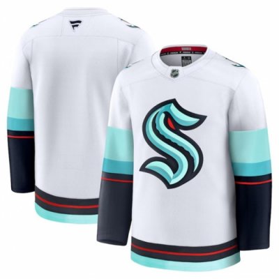 Men Seattle Kraken Blank White 2024 25 Away Stitched Hockey Jersey