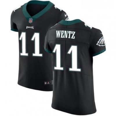 Mens Nike Philadelphia Eagles 11 Carson Wentz Black Alternate Vapor Untouchable Elite Player NFL Jersey