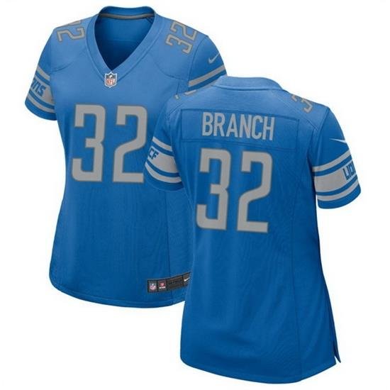 Women Detroit Lions 32 Brian Branch Blue Stitched Jersey 28Run Smaller 29