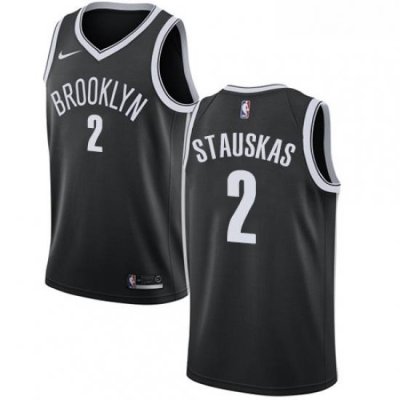 Womens Nike Brooklyn Nets 2 Nik Stauskas Swingman Black Road NBA Jersey Icon Edition