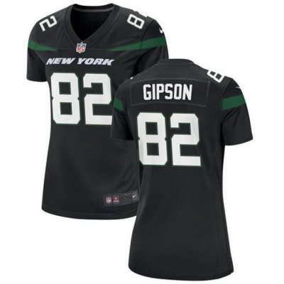 Women New York Jets 82 Xavier Gipson Black Stitched Football Jersey  Run Small