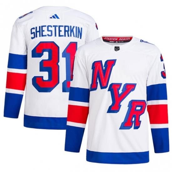 Men's New York Rangers #31 Igor Shesterkin White 2024 Stadium Series Stitched Jersey