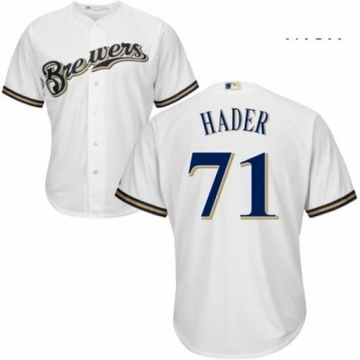 Mens Majestic Milwaukee Brewers 71 Josh Hader Replica Navy Blue Alternate Cool Base MLB Jersey