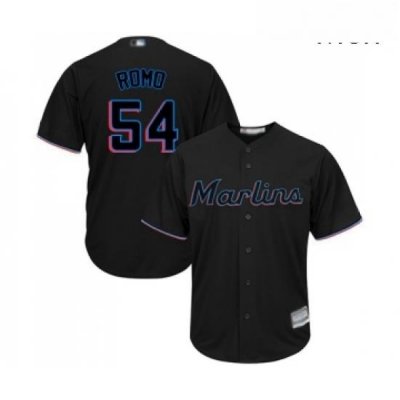 Mens Miami Marlins 54 Sergio Romo Replica Black Alternate 2 Cool Base Baseball Jersey