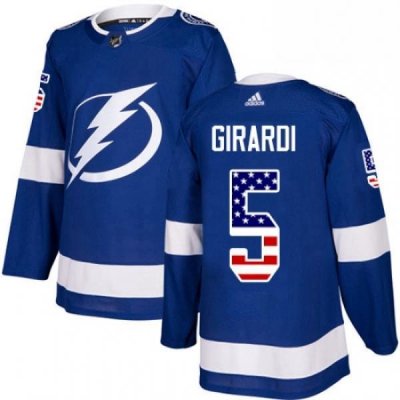 Mens Adidas Tampa Bay Lightning 5 Dan Girardi Authentic Blue USA Flag Fashion NHL Jersey