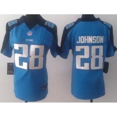 Women Nike Tennessee Titans 28 Chris Johnson Light Blue NFL Jerseys