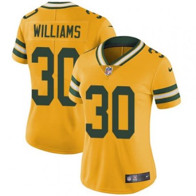 Nike Packers #30 Jamaal Williams Yellow Womens Stitched NFL Limited Rush Jersey