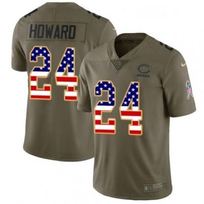 Mens Nike Chicago Bears 24 Jordan Howard Limited OliveUSA Flag Salute to Service NFL Jersey