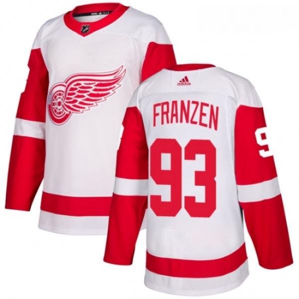 Womens Adidas Detroit Red Wings 93 Johan Franzen Authentic White Away NHL Jersey