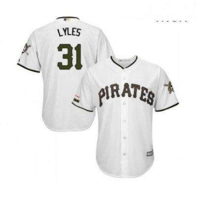 Mens Pittsburgh Pirates 31 Jordan Lyles Replica White Alternate Cool Base Baseball Jersey