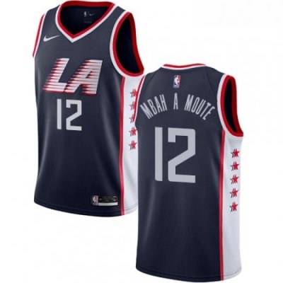 Womens Nike Los Angeles Clippers 12 Luc Mbah a Moute Swingman Navy Blue NBA Jersey City Edition