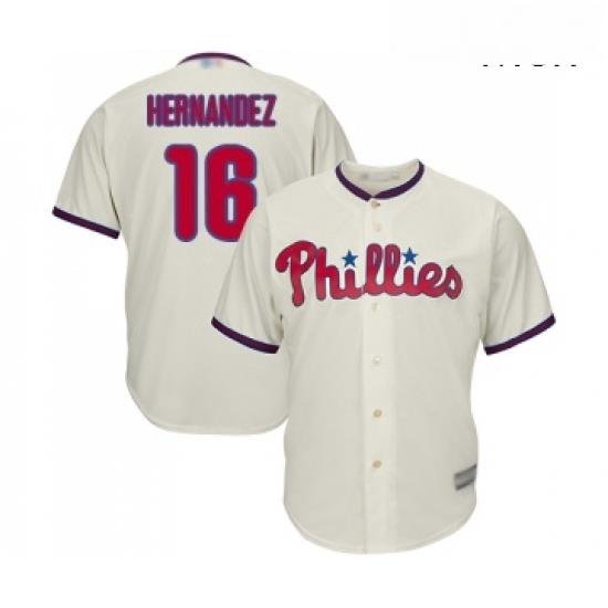 Mens Philadelphia Phillies 16 Cesar Hernandez Replica Cream Alternate Cool Base Baseball Jersey