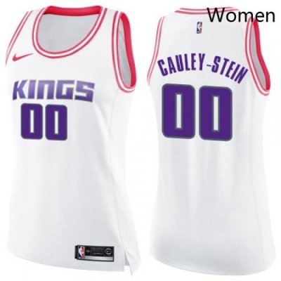 Womens Nike Sacramento Kings 0 Willie Cauley Stein Swingman WhitePink Fashion NBA Jersey