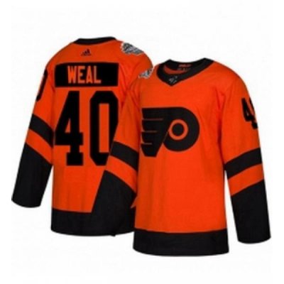 Mens Adidas Philadelphia Flyers 40 Jordan Weal Orange Authentic 2019 Stadium Series Stitched NHL Jersey