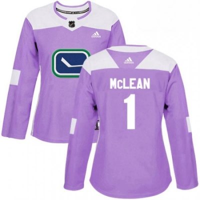 Womens Adidas Vancouver Canucks 1 Kirk Mclean Authentic Purple Fights Cancer Practice NHL Jersey