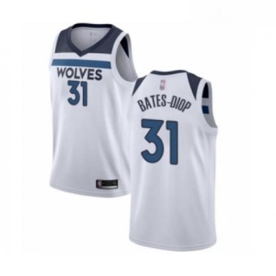 Youth Minnesota Timberwolves 31 Keita Bates Diop Swingman White Basketball Jersey Association Edition