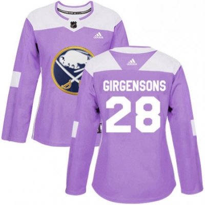 Womens Adidas Buffalo Sabres 28 Zemgus Girgensons Authentic Purple Fights Cancer Practice NHL Jersey