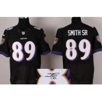 Nike Baltimore Ravens 89 Steve Smith SR Black Signed Elite NFL Jersey