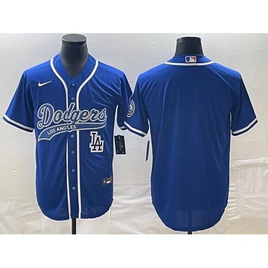 Men's Los Angeles Dodgers Blue Blank With Patch Cool Base Stitched Baseball Jerseys