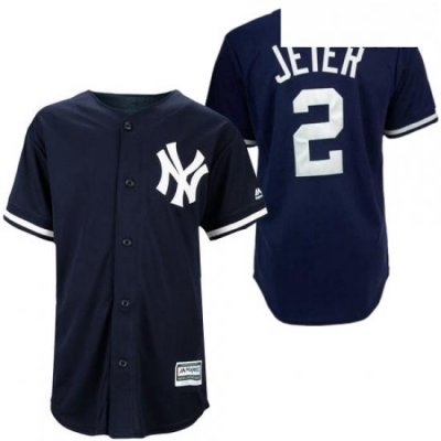 Mens Majestic New York Yankees 2 Derek Jeter Authentic Navy Blue MLB Jersey