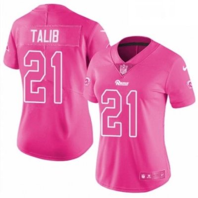 Womens Nike Los Angeles Rams 21 Aqib Talib Limited Pink Rush Fashion NFL Jersey